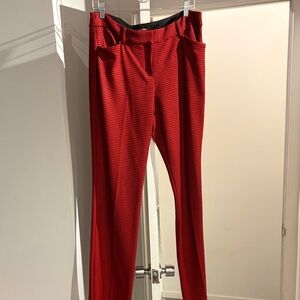 Express Red and Black Houndstooth Low Rise Barely Boot Editor Pants Size 10 Long
